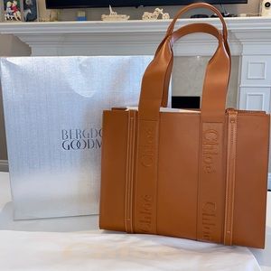 Chloe Woody Medium Leather Tote Bag